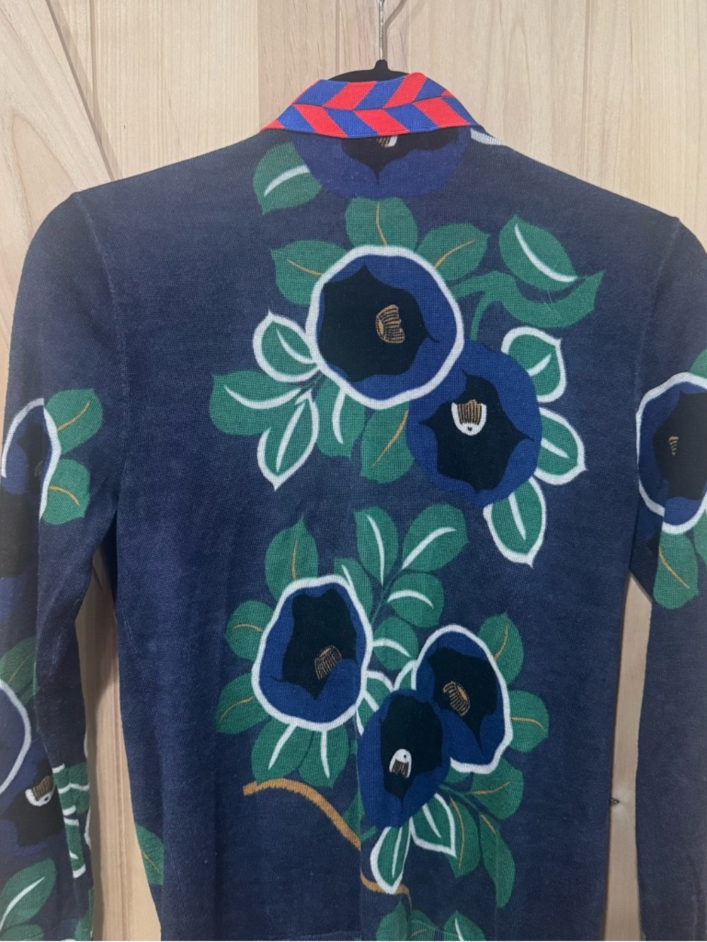 Tory Burch Thea Floral Modal Cotton Cardigan Size Medium Chervon - Picture 6 of 13